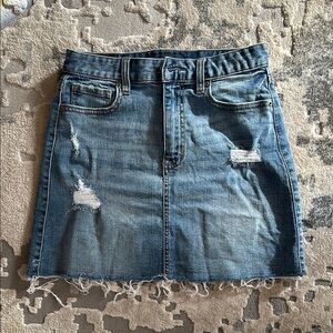 Denim Distressed Skirt
